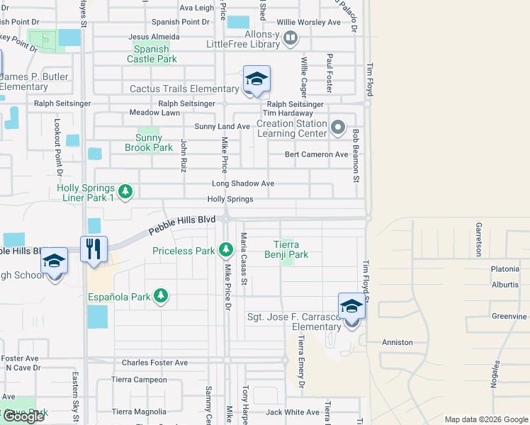map of restaurants, bars, coffee shops, grocery stores, and more near 14733 Tierra Isaiah Avenue in El Paso