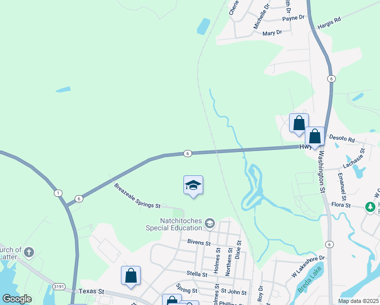 map of restaurants, bars, coffee shops, grocery stores, and more near State Route 3175 Bypass in Natchitoches