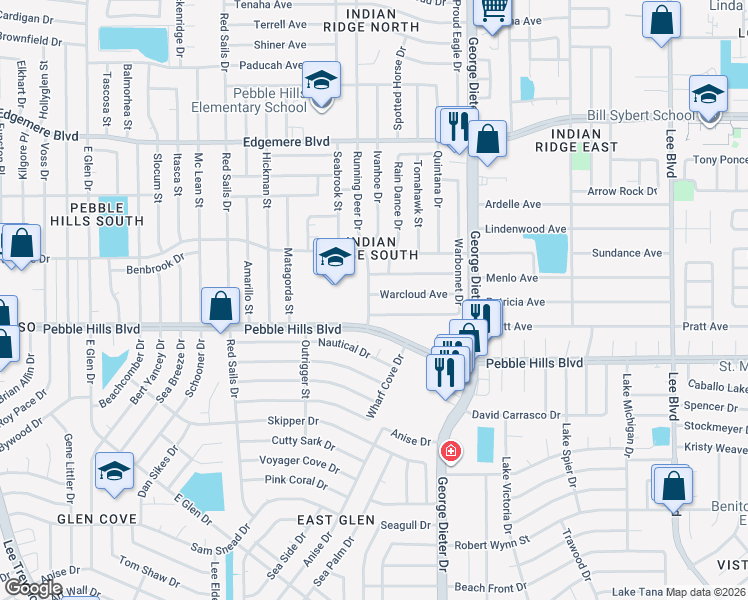 map of restaurants, bars, coffee shops, grocery stores, and more near 11201 Warcloud Avenue in El Paso