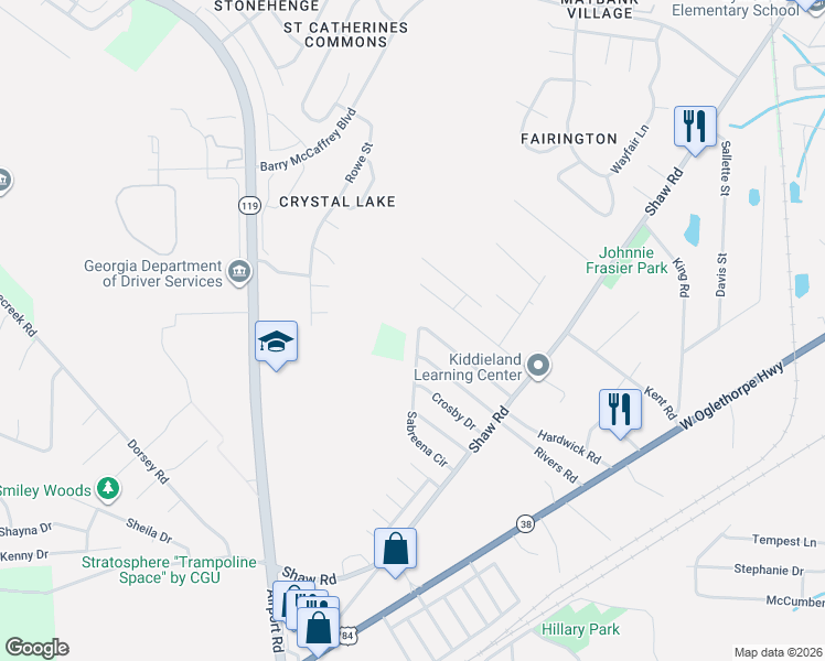 map of restaurants, bars, coffee shops, grocery stores, and more near 311 Sabreena Circle in Hinesville