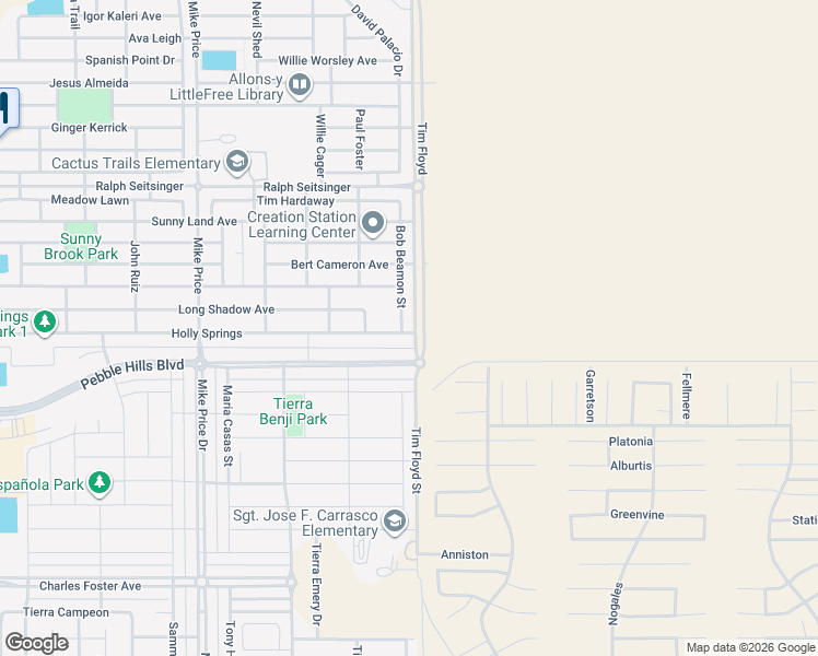 map of restaurants, bars, coffee shops, grocery stores, and more near 3004 Bob Beamon Street in El Paso