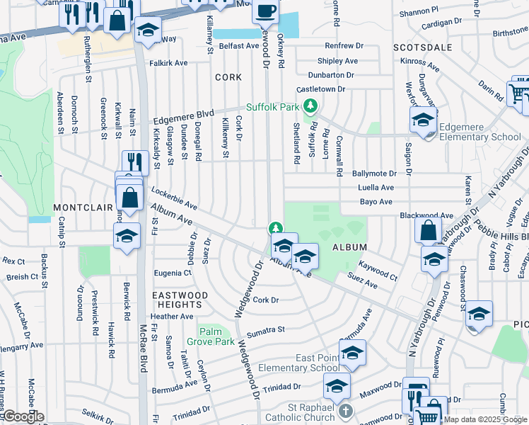 map of restaurants, bars, coffee shops, grocery stores, and more near 3007 Wedgewood Drive in El Paso