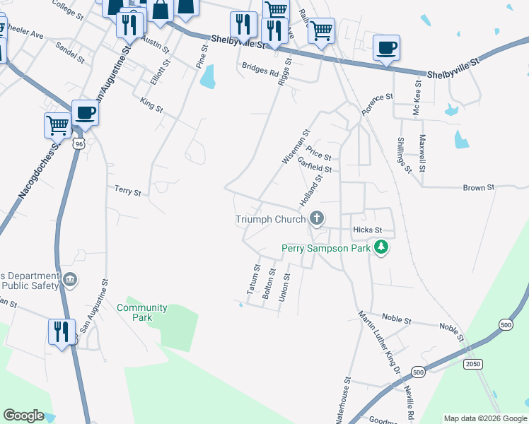 map of restaurants, bars, coffee shops, grocery stores, and more near 700 Greer Street in Center