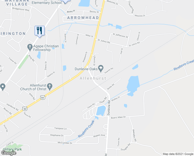 map of restaurants, bars, coffee shops, grocery stores, and more near 35 Robertson Drive in Hinesville