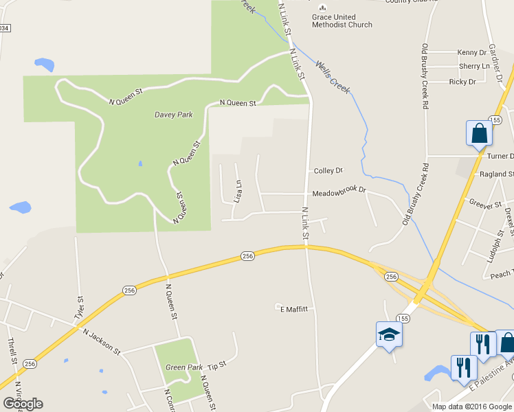 map of restaurants, bars, coffee shops, grocery stores, and more near 105 Golfcrest Drive in Palestine