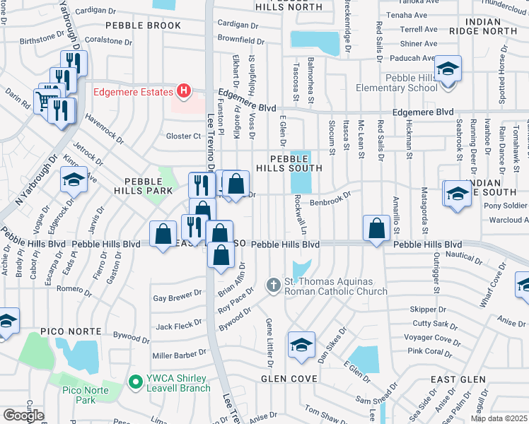 map of restaurants, bars, coffee shops, grocery stores, and more near 3113 Wayside Street in El Paso