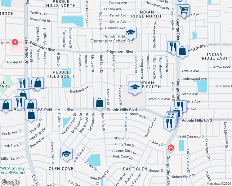 map of restaurants, bars, coffee shops, grocery stores, and more near 3120 Hickman Street in El Paso