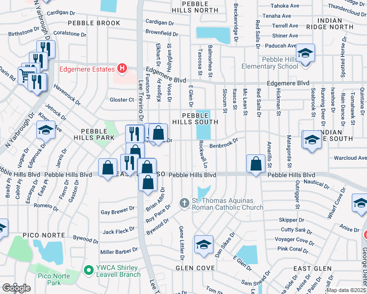 map of restaurants, bars, coffee shops, grocery stores, and more near 3113 Wayside Street in El Paso