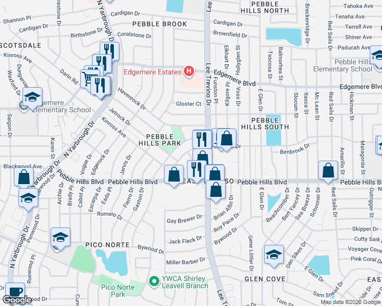 map of restaurants, bars, coffee shops, grocery stores, and more near 3120 Forney Lane in El Paso