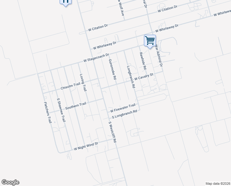 map of restaurants, bars, coffee shops, grocery stores, and more near 1726 Gunsmoke Road in Odessa