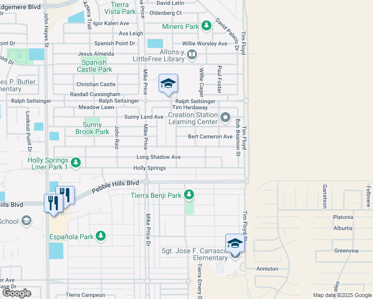 map of restaurants, bars, coffee shops, grocery stores, and more near 14821 Hunters Grove Avenue in El Paso