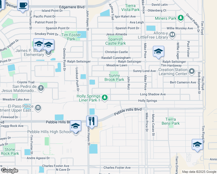 map of restaurants, bars, coffee shops, grocery stores, and more near 14556 Alton Oaks in El Paso