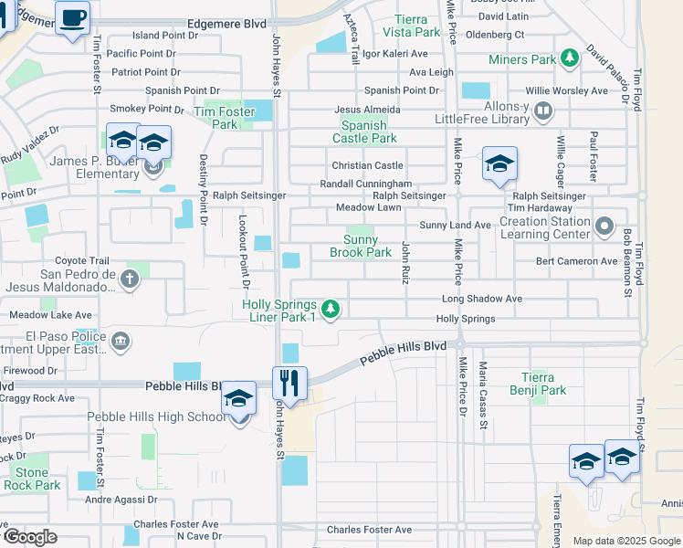 map of restaurants, bars, coffee shops, grocery stores, and more near 14556 Alton Oaks in El Paso