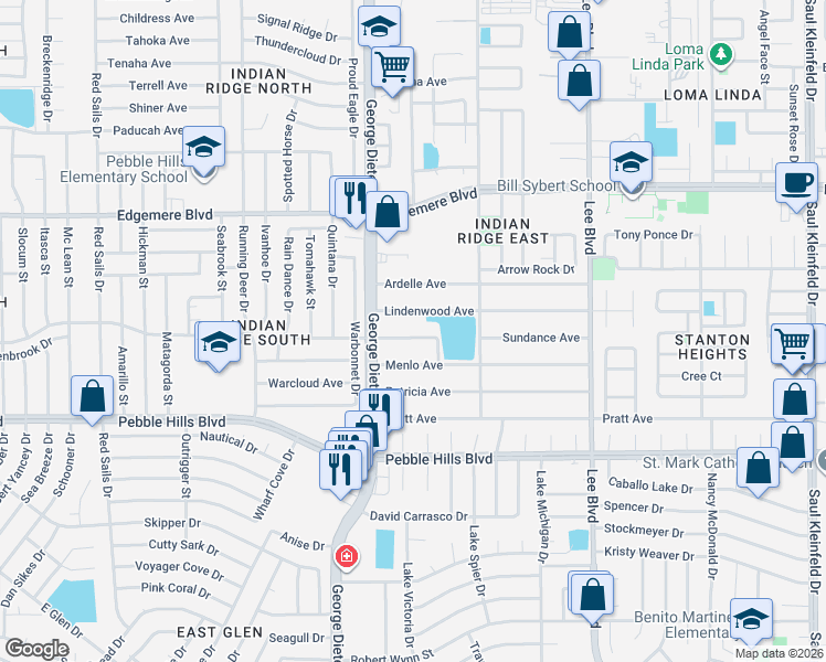 map of restaurants, bars, coffee shops, grocery stores, and more near 11321 Sundance Avenue in El Paso