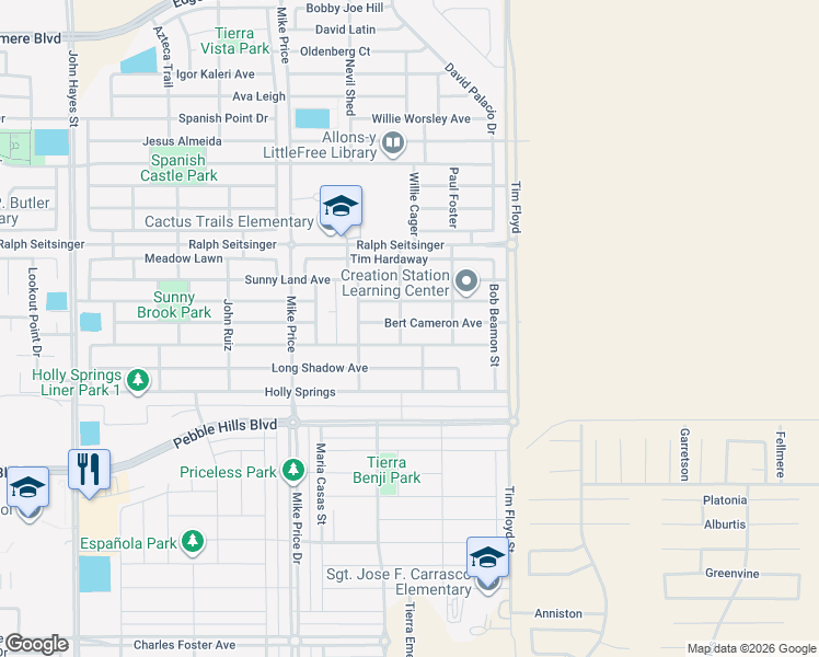 map of restaurants, bars, coffee shops, grocery stores, and more near 14901 Hunters Grove Avenue in El Paso
