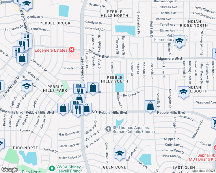 map of restaurants, bars, coffee shops, grocery stores, and more near 3212 Wayside Street in El Paso