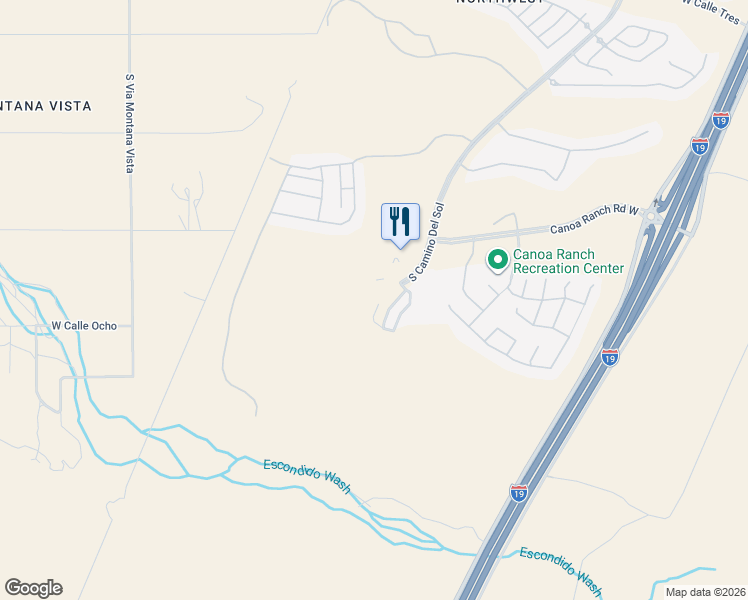 map of restaurants, bars, coffee shops, grocery stores, and more near 5855 South Dame Drive in Green Valley