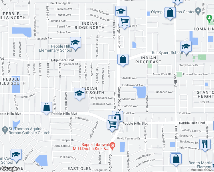 map of restaurants, bars, coffee shops, grocery stores, and more near 11366 Quintana Drive in El Paso