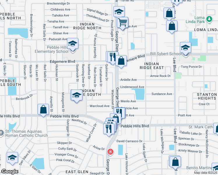 map of restaurants, bars, coffee shops, grocery stores, and more near 11379 Quintana Drive in El Paso
