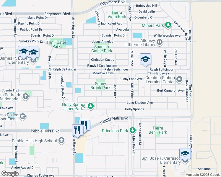 map of restaurants, bars, coffee shops, grocery stores, and more near 14625 Alton Oaks in El Paso