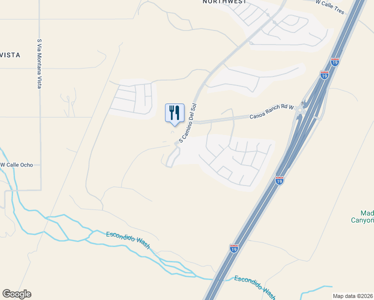 map of restaurants, bars, coffee shops, grocery stores, and more near 5775 South Camino Del Sol in Green Valley