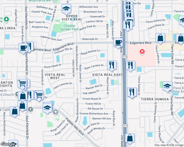 map of restaurants, bars, coffee shops, grocery stores, and more near 12000 David Forti Drive in El Paso