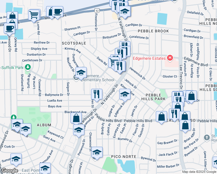 map of restaurants, bars, coffee shops, grocery stores, and more near 3230 Isla Banderas Way in El Paso