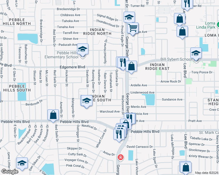 map of restaurants, bars, coffee shops, grocery stores, and more near 3229 Tomahawk Street in El Paso