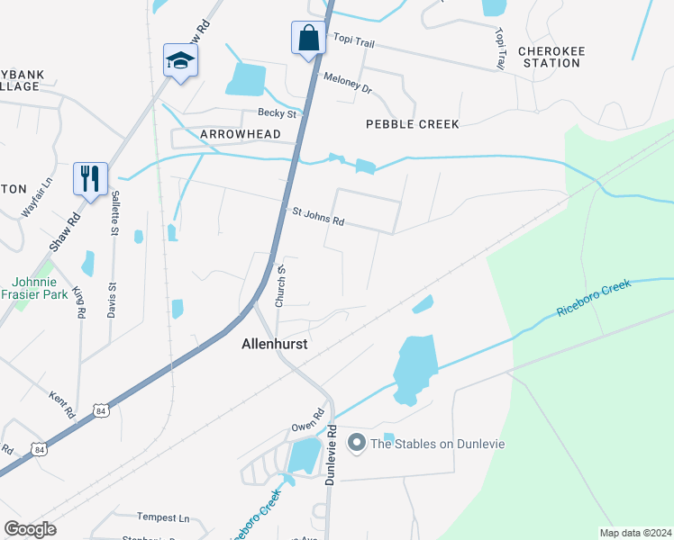 map of restaurants, bars, coffee shops, grocery stores, and more near 177 South Jefferson Street in Hinesville