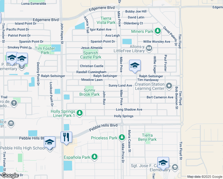 map of restaurants, bars, coffee shops, grocery stores, and more near 14665 Rockbridge Avenue in El Paso