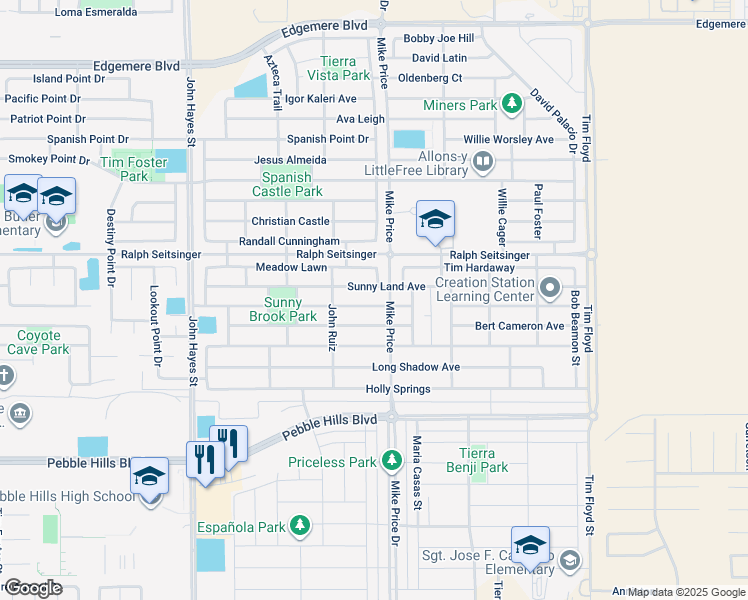map of restaurants, bars, coffee shops, grocery stores, and more near 14681 Rockbridge Avenue in El Paso