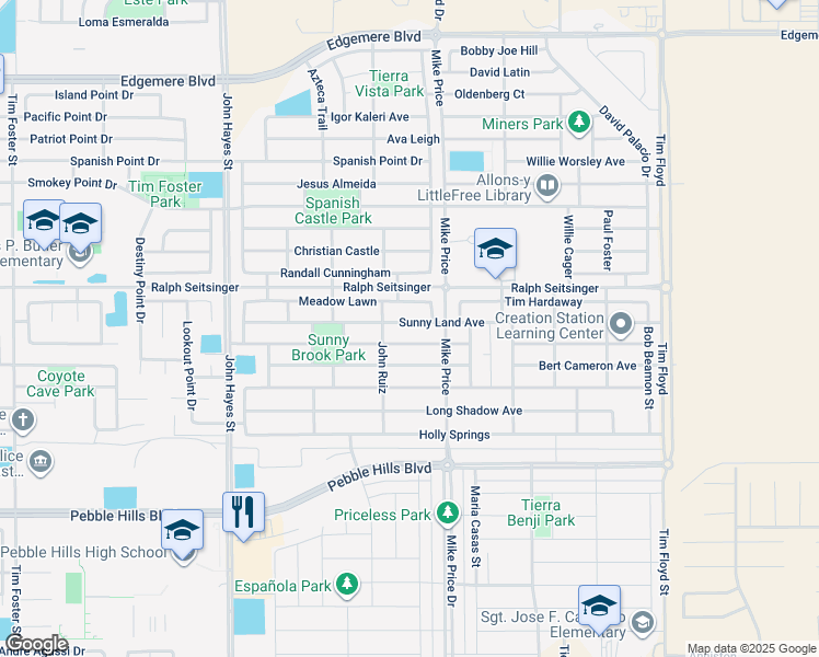 map of restaurants, bars, coffee shops, grocery stores, and more near 14681 Rockbridge Avenue in El Paso