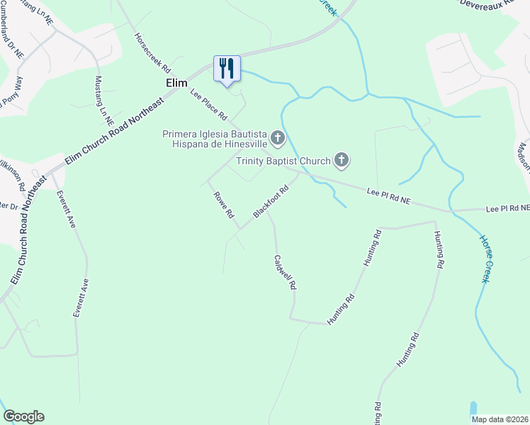 map of restaurants, bars, coffee shops, grocery stores, and more near 1-299 Caldwell Road in Ludowici