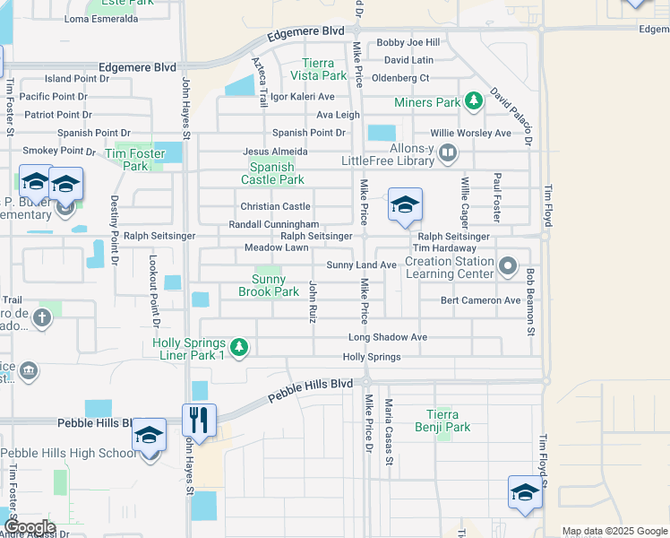 map of restaurants, bars, coffee shops, grocery stores, and more near 14681 Rockbridge Avenue in El Paso