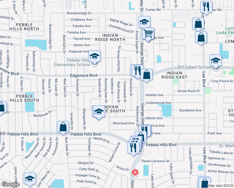 map of restaurants, bars, coffee shops, grocery stores, and more near 3229 Tomahawk Street in El Paso
