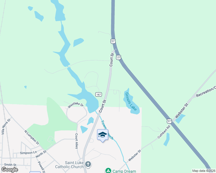 map of restaurants, bars, coffee shops, grocery stores, and more near 752 Georgia 216 in Cuthbert