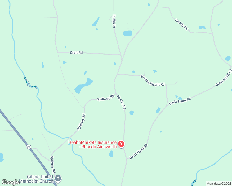 map of restaurants, bars, coffee shops, grocery stores, and more near 92 McVey Road in Soso