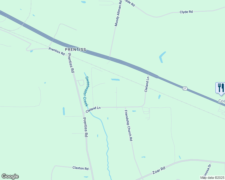 map of restaurants, bars, coffee shops, grocery stores, and more near 506 Cleland Lane in Baxley