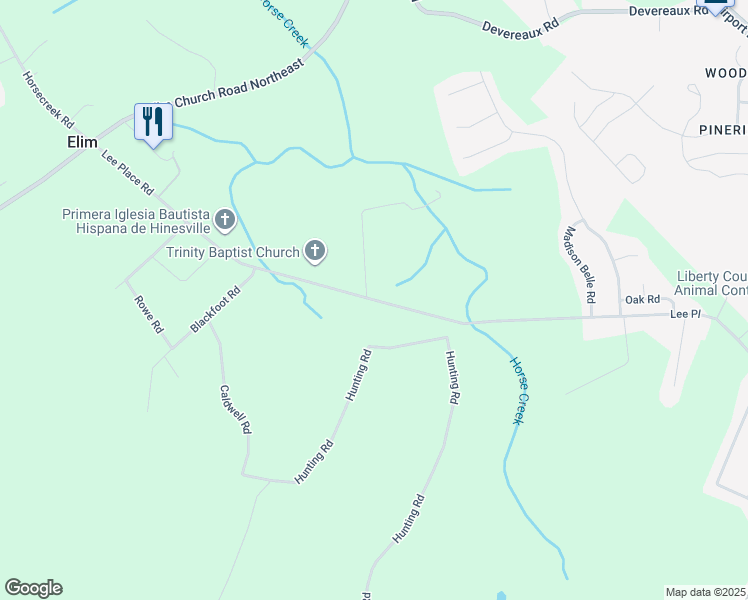 map of restaurants, bars, coffee shops, grocery stores, and more near Lee Place Road Northeast in Ludowici