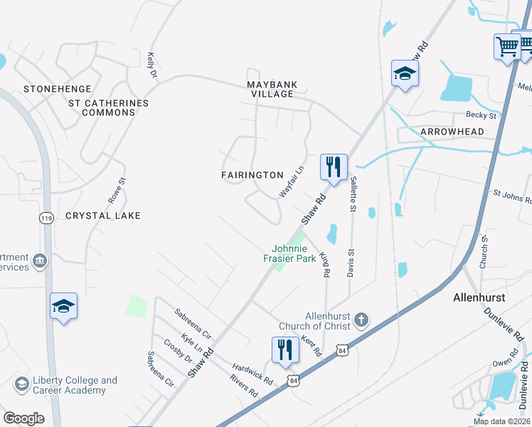 map of restaurants, bars, coffee shops, grocery stores, and more near 446 Lancaster Loop in Hinesville