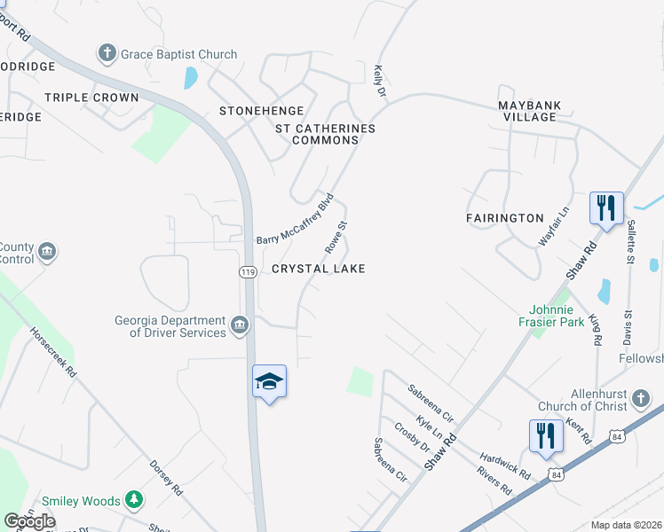 map of restaurants, bars, coffee shops, grocery stores, and more near 2503 Nordeoff Court in Hinesville
