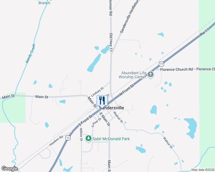 map of restaurants, bars, coffee shops, grocery stores, and more near 201-219 Sandersville Heidleburg Road in Laurel
