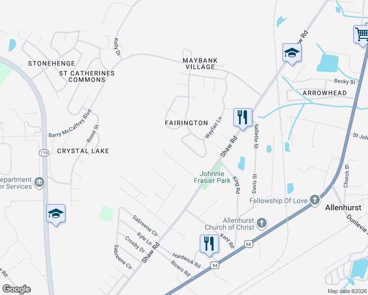 map of restaurants, bars, coffee shops, grocery stores, and more near 417 Lancaster Loop in Hinesville