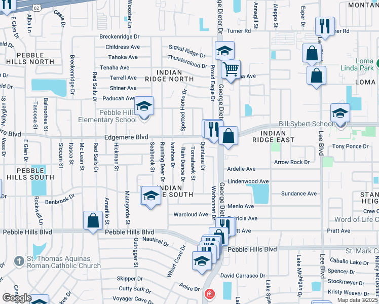 map of restaurants, bars, coffee shops, grocery stores, and more near 3261 Tomahawk Street in El Paso