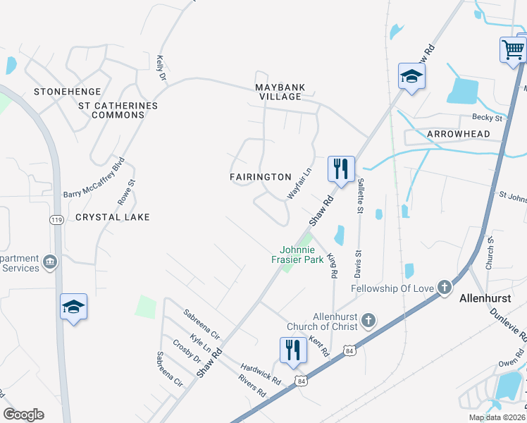 map of restaurants, bars, coffee shops, grocery stores, and more near 419 Lancaster Loop in Hinesville