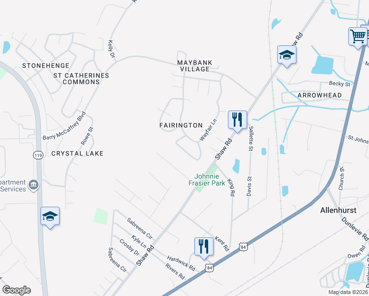 map of restaurants, bars, coffee shops, grocery stores, and more near 417 Lancaster Loop in Hinesville