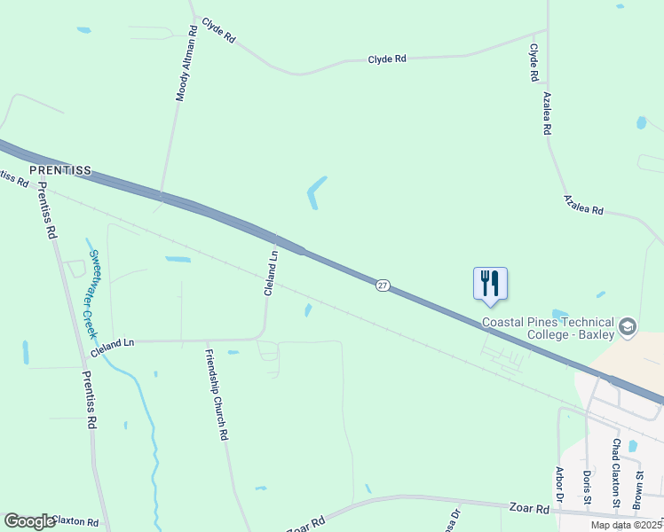 map of restaurants, bars, coffee shops, grocery stores, and more near 2317 Golden Isles West in Baxley