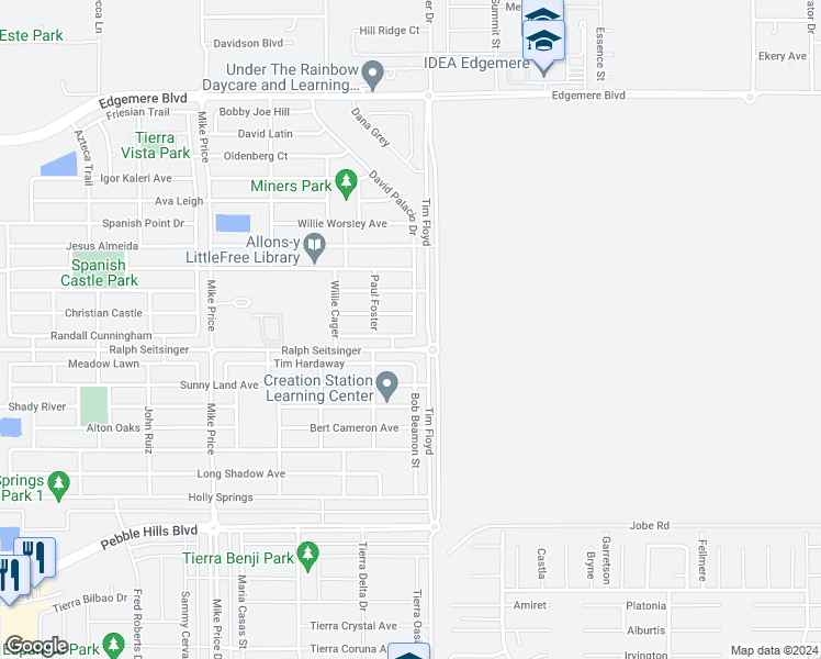 map of restaurants, bars, coffee shops, grocery stores, and more near 3228 David Palacio Drive in El Paso