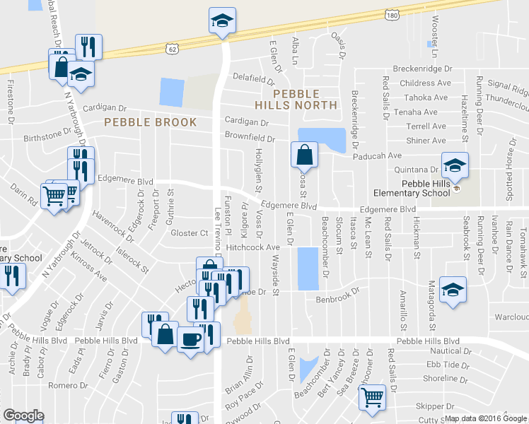 map of restaurants, bars, coffee shops, grocery stores, and more near 3401 Wayside Street in El Paso