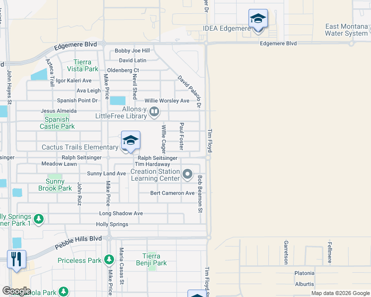 map of restaurants, bars, coffee shops, grocery stores, and more near 14949 Jerry Armstrong Court in El Paso